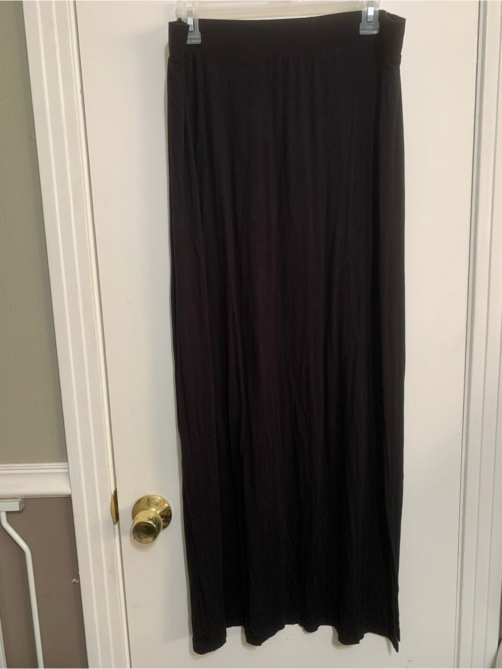 APT. 9 Black Tie Black Maxi Skirt Large Witchy Goth Side Slit